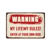 My Rules Caution Metal Tin Sign Vintage Warning Plate Funny Painting Man Cave Metal Sign For Bar Club Game Room Wall Decor personalized Tin Signs Size 30X20CM w01