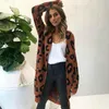 Mulheres malhas camisetas outono mulheres leopardo lazer ins estilo de malha longa cardigan manga camisola casaco feminino senhora outwear casacos 230302