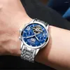 Нарученные часы WishDoit Top Brand Men Men Automatic Skeleton Watch Watch Многофункциональные водонепроницаемые календарные недели Механические бизнес -обычные часы
