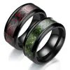 Homens de moda aço inoxidável dragão incrustação roxa anéis de fibra de fibra de carbono preto de jóias de beia de casamento 8mm