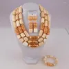 Collier boucles d'oreilles ensemble mode bijoux en corail blanc Nigeria perles de mariage ensembles de bijoux africains pour les femmes