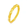 Cluster Rings 1PCS Genuine Pure 999 24K Yellow Gold Ring 3D Hard Lucky Bamboo US4-9 / Gift