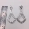 Dangle Earrings L5.5 W2.9cm Cubic Zirconia Elegant Unique Design Fan Shaped Hollow For Women And Girl Accessories Brincos