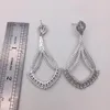 Pendientes colgantes L5.5 W2.9cm Zirconia cúbica diseño único elegante hueco en forma de abanico para mujeres y niñas accesorios Brincos