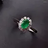 Cluster ringen XinyIPengs925 Sterling zilvergouden ingelegde ingelegde natuurlijke smaragdring Fijne groene edelsteen bruiloft sieraden voor vrouwen