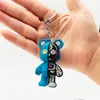 PVC Robot Mechanical Bear Keychain Leather Key Chain for Men Car Key Women Handbag Pendant Fashion Punk Half Skull Body Keyring