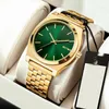 Wristwatches Waterproof Men Watch Gold Green Dial Stainless Steel Strap Simple Large Women Ladies High Quality Lovers WatchWristwatches Bert