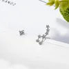 Stud -oorbellen Temperament Exquise asymmetrische mode Silvertate sieraden Big Dipper Flash Stars Crystal Xze064