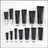 Storage Bottles Jars 10Ml 30G 50Ml 60Ml 80G 100Ml 200Ml Black Plastic Soft Bottle Cosmetic Facial Cleanser Cream Squeeze Tube Empt Dh6T7