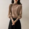 Women's Blouses Knitted Puff Sleeve Top Blouse Elegant Women Autumn Turtleneck Basic Tee Shirt 2023 Korean Fashion