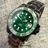 손목 시계 200m 방수 방수 다이버 Tandorio NH35 남성용 자동 시계 40mm PVD Sapphire Glass 빛나는 녹색 다이얼 날짜 굴 팔찌