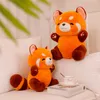 Bambole di peluche farcite Anime Figure Doll Turned Panda rosso Plushie Doll Capelli soffici Red Raccoon Animals Hug Throw Pillow Kids 230303