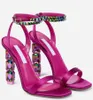 Eleagnt Design Aura Sandals Shoes Women Crystal Encrusted Heel Strass Straps Pumps Party、Dress、Evening Sandalias EU35-43