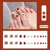 False Nails 24pcs 그림 인쇄 발톱 패치 카라멜 접착제 유형 제거 가능한 짧은 단락 패션 매니큐어 DL