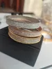 Gold Diamond Tennis Armband Designer Bangle Två färger överlappar designer smycken femme silver set enkla kärlek kvinnor män par armband guld juveleri parti gåva