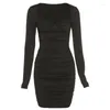 Casual Dresses Sexig Women Bodycon Dress Elegant Long Sleeve Bandage Mini Autumn Winter Club Night Party For Clothes