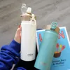Water Bottles Large Capacity Double Stainless Steel Thermos Mug With Straw Portable Vacuum Flasks Creative Thermal Bottle Tumbler Thermocup 230320