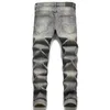 Designer Fashion Men's Jeans European Jean Hombre Letter Star Men broderi lapptäcke rippade för trendmärke Motorcykelbyxa Mens Skinny