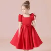 Girl's Dresses Teens Kids Dresses For Girls Sweet Satin Dress Kid Cute Clothes Children Girl Short Sleeve Princess Birthday Communion Clothes