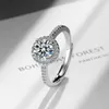 Cluster Rings 0.5-3CT Moissanite Ring Diamond Engagement Rhodium Plated Sterling Silver Promise Wedding Band For Women