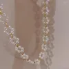 Collier ras du cou élégant en Imitation de perles, Vintage, pour femmes et filles, tendance, beaux colliers de fleurs, bijoux inhabituels à la mode