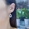 Bengelen oorbellen shilovem 18k geel goud echt natuurlijk witte jasper drop earring klassieke fijne sieraden vrouwen bruiloft cadeau 13 19 mm