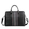 Briefcases Luxury Weave Cow Genuine Leather Business Men's Briefcase Shoulder Bag Men Messenger Laptop Computer 15.6 Inch DesignerBriefc