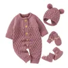 Overalls Baby Strampler Kleidung Herbst Winter Gestrickte geborene Jungen Mädchen Solide Plain Overalls Mode Solide Plain Kleinkind Kinder Unisex Tragen 230303