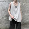 Męskie topy czołgowe czołgi Mężczyźni Ins Casual Streetwear Odzież Summer High Street HARAJUKU Pure Color Fashion Fashable Basic Hip Hop Stylowy BF