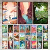 Cartoon Illustration Scenery Metal Signs Tin Plates Travel Landscape Wall Art Iron Painting Home Decoration Garden Metal Plaques 30X20cm W03