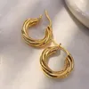 Серьги обруча Muzhi Real 18k Gold Design Design Pure Au750 Light Luxury Простые изящные украшения для женщин EA038