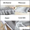 Bedding Sets Satin Silk Set Home Textile King Size Bed Clothes Duvet Er Flat Sheet Pillowcases Wholesale T200110 Drop Delivery Garde Dhioz