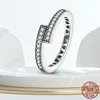 925 Silverkvinnor Fit Pandora Ring Original Heart Crown Fashion Rings 4 Clear CZ Wedding Engagement Party Gift Kvinna