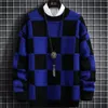 Men s Sweaters Fall Winter Korean Style Mens Pullovers High Quality Thick Warm Cashmere Sweater Men Luxury Plaid Pull Homme 230302
