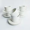 White Angel Wing Coffee Cups and Saucers Set of 6 Porcelain Drinkware for Tea Cappuccino Latte 8 oz