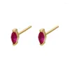 Stud Earrings Mix Shape Small Red Zircon Geometric Earring Trendy Gold Color Crown Flower Ear Cartilage Cuff Jewelry