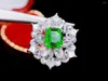 Klusterringar hjy guild tsavorite ring fina smycken 18k guld naturligt oskyldigt 2.11ct ädelstenar diamanter kvinnliga bröllop