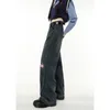 Jeans da donna Blu Jeans da donna Splicing Moda americana Vintage Vita alta Streetwear Stile Gamba larga Jean Pantaloni Donna Pantaloni larghi in denim 230303