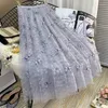 Röcke Elastizität Hochtüfende Rock Damen Sommer Vintage Jacquard Butterfly Tulle Damen Mode Stickerei Mesh Midi Frauen