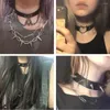 Collier ras du cou gothique Sexy pour femmes, Rivets Harajuku, chaîne en cuir PU noir, pendentif cœur, collier Cosplay