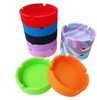 Colorful Silicone Smoking Round Portable Ashtray Durable Soft Eco-friendly Ashtrays High Temperature ResistanceAnti-fallAnti-slip 8.3CM OD