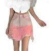 Spódnice gradient mody dżinsowe kobiety mini spódnica mini spódnica żeńska różowa niebieska opakowanie lato
