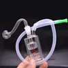 2pcs Portable Mini Glass Oil Burner Bong Dab Rigs Hookah Double Matrix Percolator Bubbler Smoking Pipe with Cigeratte Holder with 10mm Male Glass Oil Burner Pipes