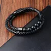 Charm Armbänder Klassische Männer Lederarmband Mode Handgemachte Doppelschicht Perlen Kombination Für Freund Schmuck Geschenk