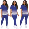 Women's Two Piece Pants Set Women Outfit Jogger Suit 2 Sets Women's Short Sleeve And Leggings Casual Tracksuit