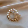 Brosches Pearl and Rhinestone Circle For Women Barock Trendy Elegant Butterfly Brosch Pins Party Wedding Presents