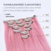 Synthetische Perücken Easihair 7-teiliges Set mit Clips, langes, glattes Kunsthaar aus Hochtemperaturfaser, rosa-blaues Haarteil 230227