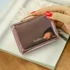 Wallets 2022 Newest Women Short Small Coin Purse Wallet Ladies Leather Folding Card Holder Laser Colorful Coin PursesL230303