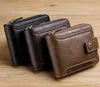 Wallets Vintage Small Men's Wallet Genuine Leather Short Purse Men Hasp Zipper Clutch Solid Porte Feuille Hommes Porte Monnaie HommeL230303