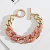 Strand 2023 Moda de primavera e verão Cute Glitter Glitter Chunky Link Link Bracelet Boho Chain Acrílico Banglery Jewelry Gift for Girls Women